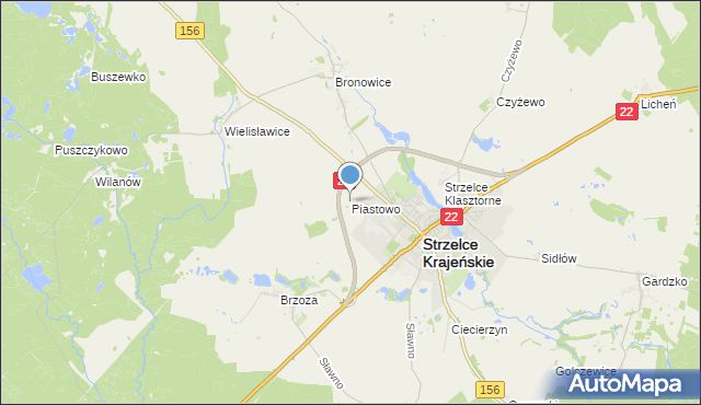 mapa Piastowo, Piastowo gmina Strzelce Krajeńskie na mapie Targeo